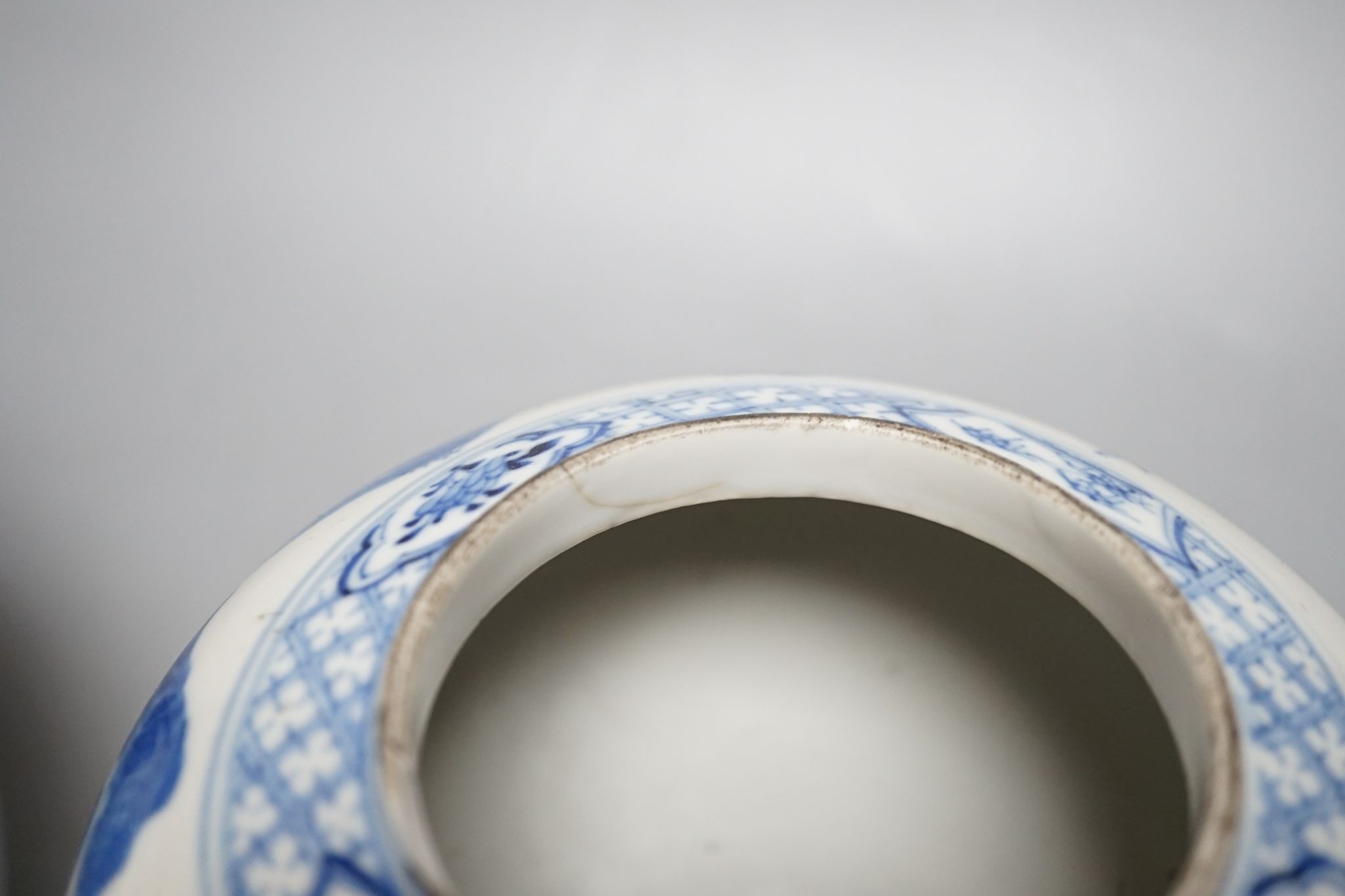 Four Chinese blue and white jars, 19th century and later